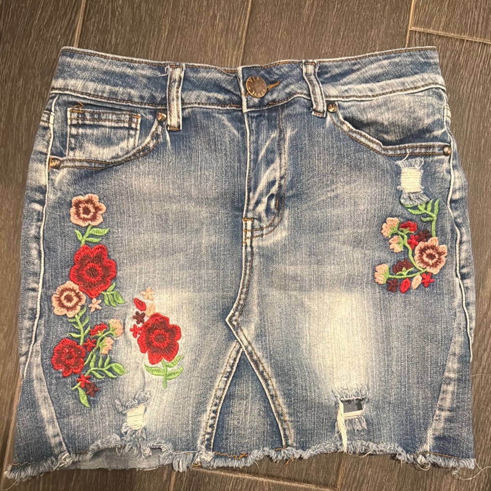 VIP Red and Green Embellished Mini Skirt